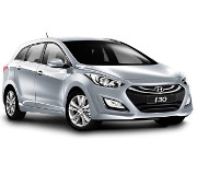 Silver Hyundai i30 hatchback taxi shown at an angle, highlighting the modern front headlamps, stylish alloy wheels, and sleek design—ideal for professional taxi services.