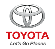 The Toyota logo appears above the word TOYOTA in bold red letters, with the “Let’s Go Places” tagline in grey underneath—ideal branding for your next Toyota taxi.