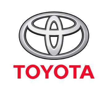 The Toyota logo, featuring a silver overlapping oval design above bold red TOYOTA lettering on a white background, promotes exclusive Toyota Pre-reg Special Offers for taxi sales.