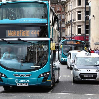 Bus in Leeds square