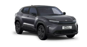 A sleek, black compact SUV taxi is shown at an angle on a white background, featuring modern LED headlamps, black alloy wheels, and a Cab Direct number plate on the front.