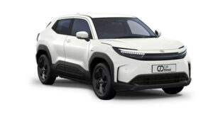 A white modern SUV taxi with black trim and tinted windows, displayed on a white background. The vehicle features a sleek design and a Cab Direct number plate on the front.