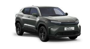 A grey SUV taxi with black accents, LED headlamps, and a sleek modern design is displayed on a white background. The front number plate reads CD Cab Direct.
