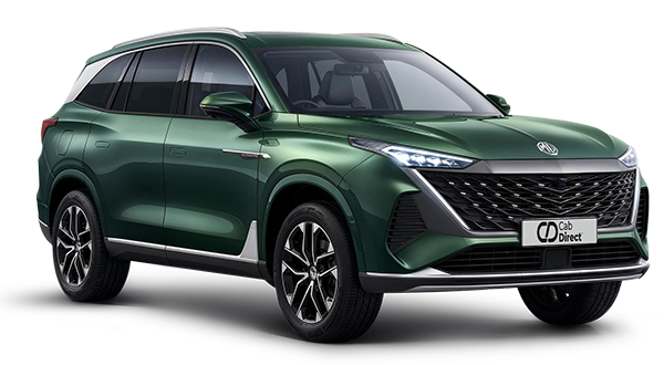 Shiny green SUV with modern design, distinctive front grille, LED headlamps, and black alloy wheels showcased on a white background—ideal for taxi fleets.